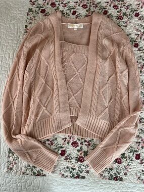 Sugar Moon Pink Cardigan and Top set
